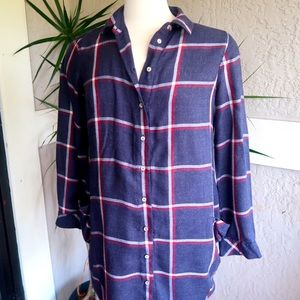 Zara Plaid Button Down Top/Tunic (Medium)